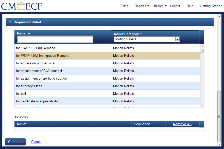 Filing motion filed