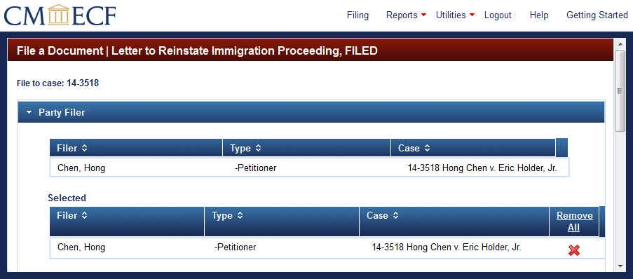 Reinstate immigration proceeding